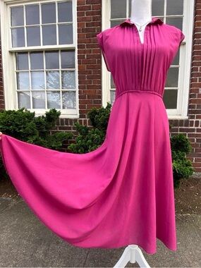 Vintage 50s Joseph Magnin Magenta Midi Dress